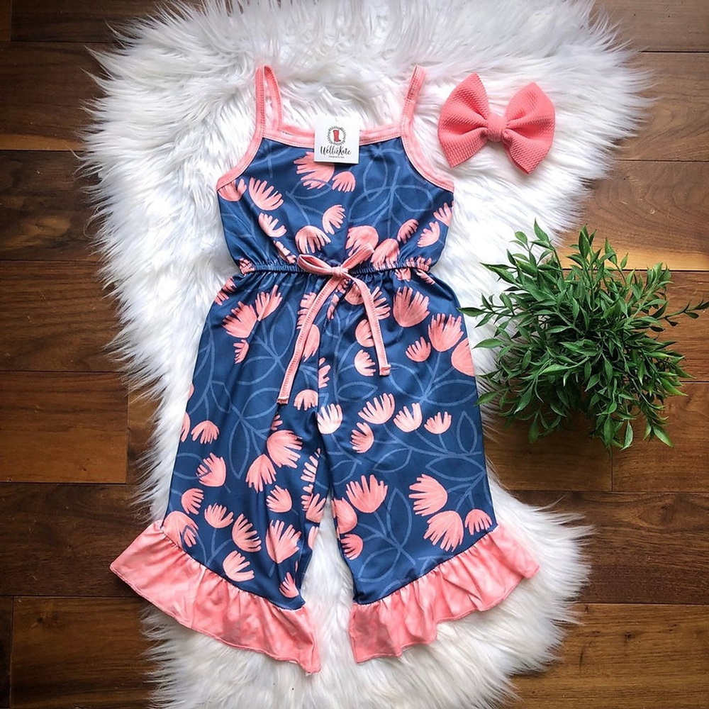 Wellington Designs Girls Soft Pink Capri Romper, Sz 12/18 NWT